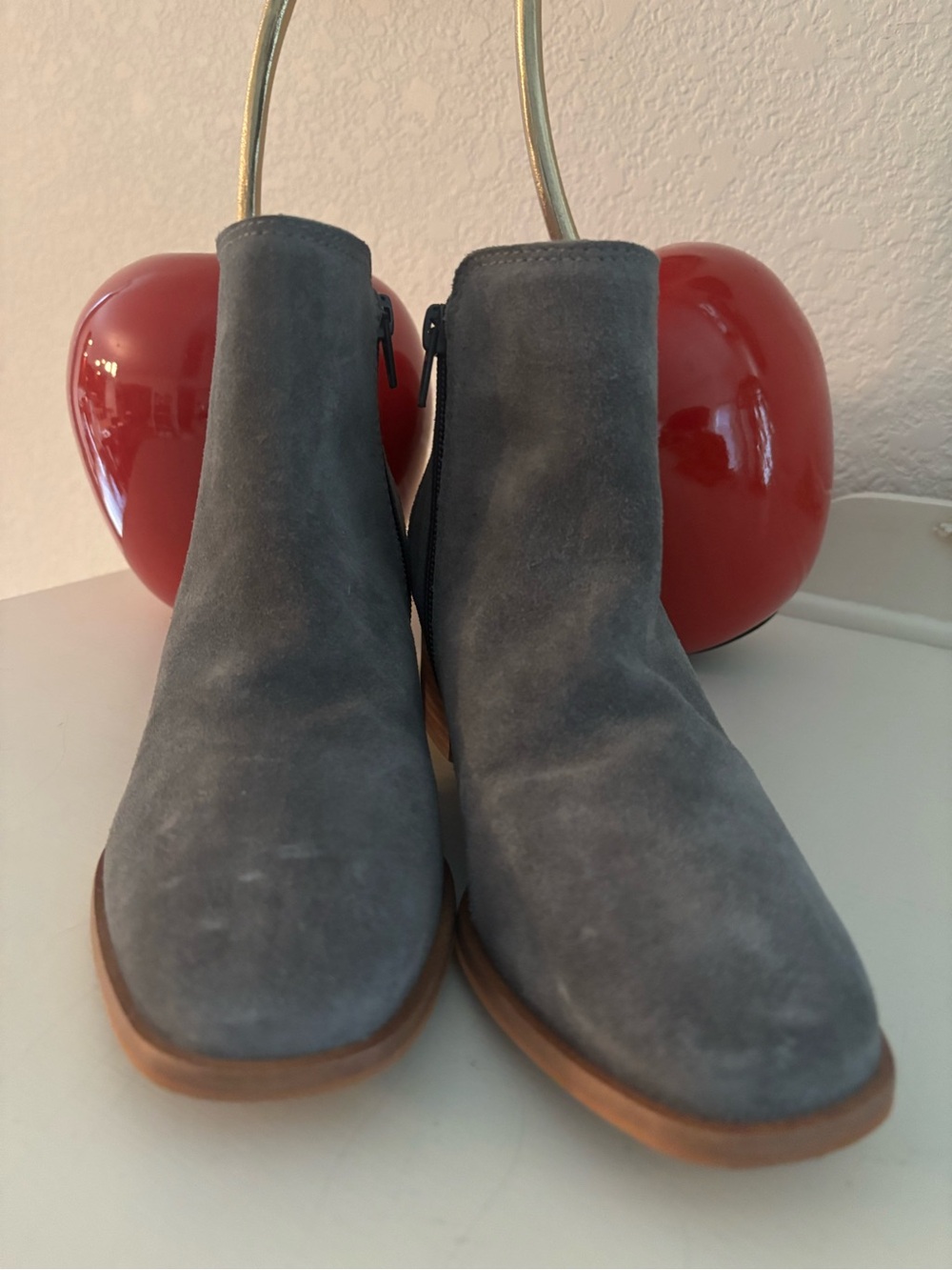 Lucky Brand Gray Suede Ankle Boots with Tan Soles